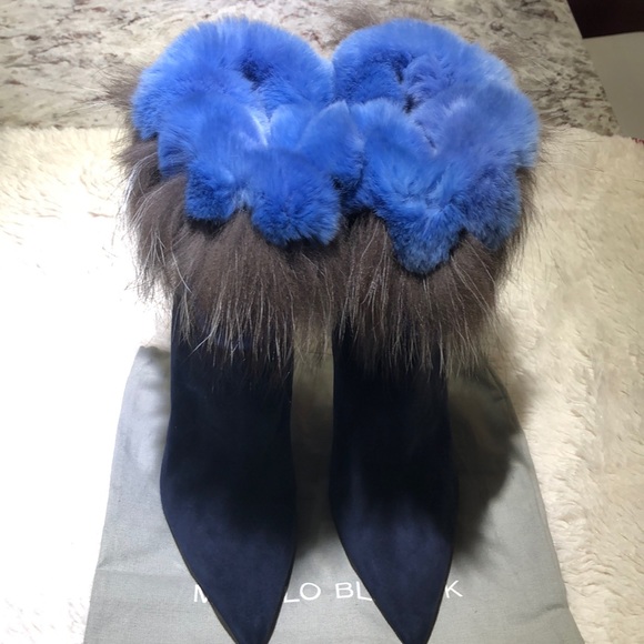 Manolo Blahnik Mink and Fox Fur ankle booties - Picture 4 of 8
